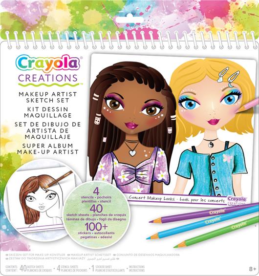 CRAYOLA | Creations Young Makeup Artist Large Stickers and Stencils Art Kit, 40 Pages