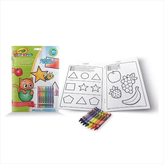 CRAYOLA | Mini Kids Coloring book "Colors and shapes", 24 pages and 7 crayons