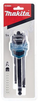 Makita B-65894 9 Piece Hex Key Wrench Set Black