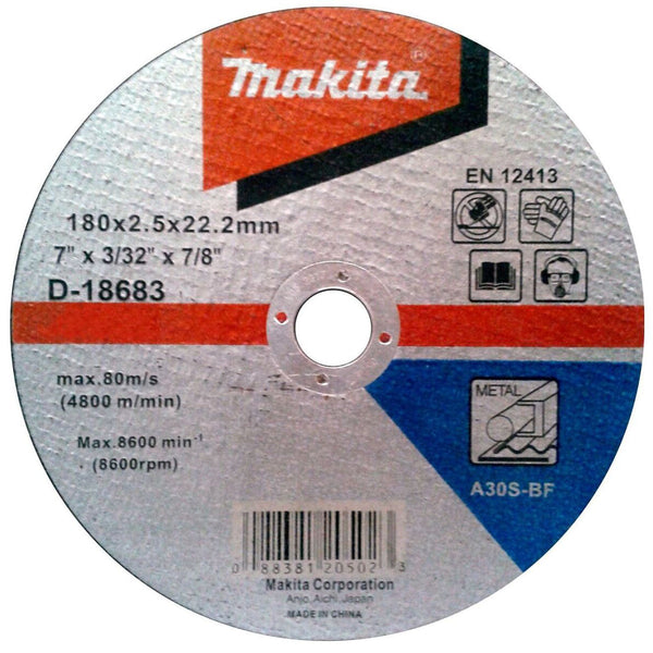 Makita D-18683 Cutting disc for metal 180x2.5 30S, flat.