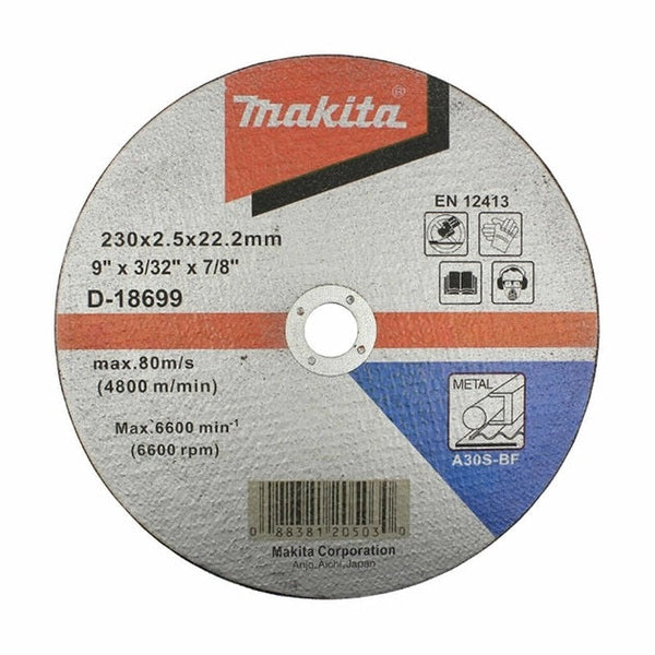 Makita D-18699 Cutting disc for metal 230x2.5 30S, flat.