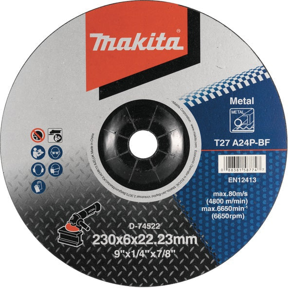 Makita D-74522 Metal grinding disc 230x6.0x22.23, A24P