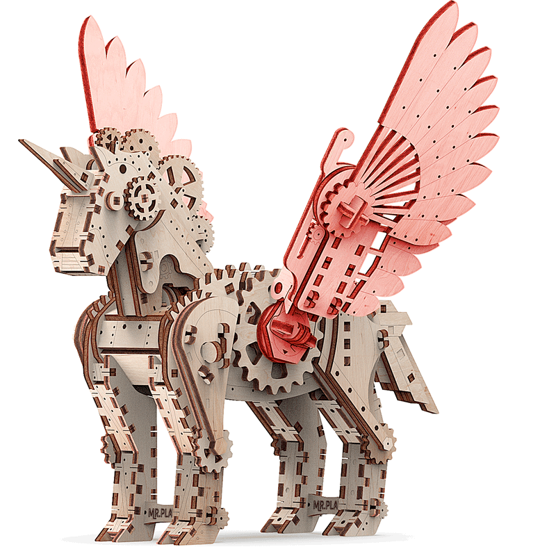 Mr. Playwood | Mechanical Unicorn | Mechanical Wooden Model