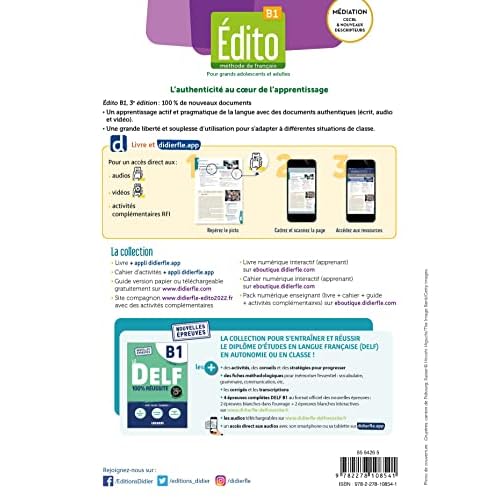 Edito B1 - 3ème édition - Livre + didierfle.app: Nouvelle Edition 2023