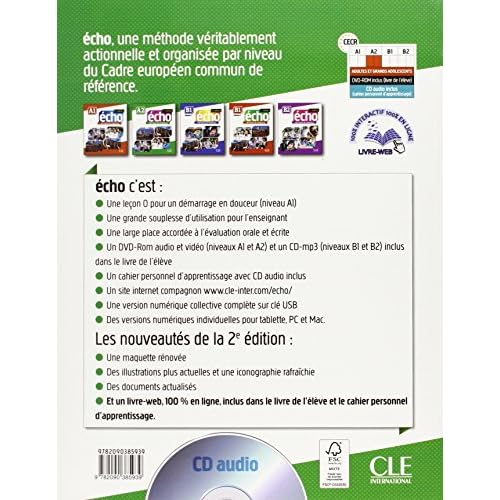 Echo 2eme Edition - Cahier Personnel D'apprentissage + Cd-audio + Livre-web Niveau A2 (French Edition)