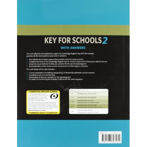 Cambridge English Key for Schools 2 Self-study Pack (Student's Book with Answers and Audio CD): Authentic Examination Papers from Cambridge ESOL (KET Practice Tests)