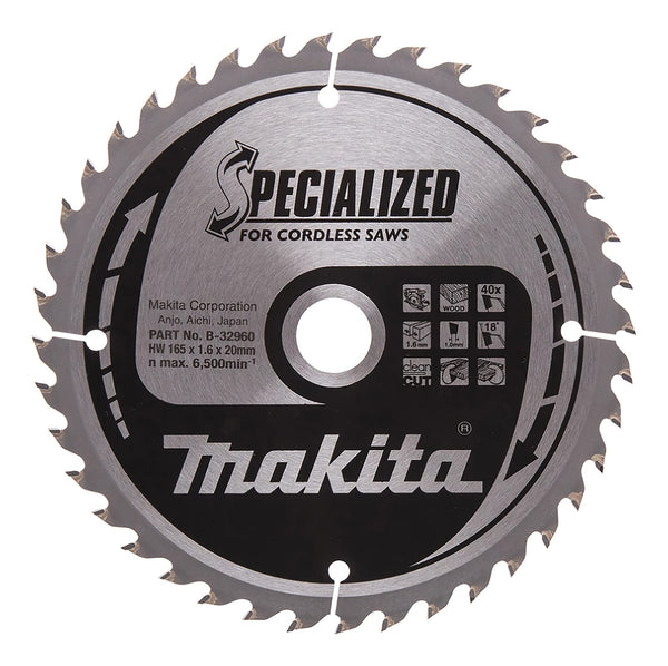 Makita B-09248 Cordless Circular Saw Blade 165mm x 40 Teeth 20mm