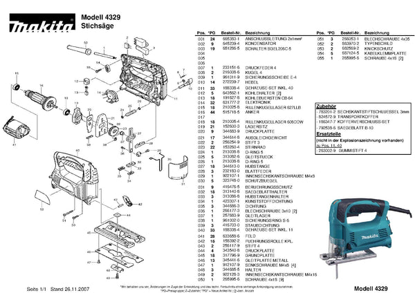 Makita 152600-3 Bearing Case Complete Replacement Part