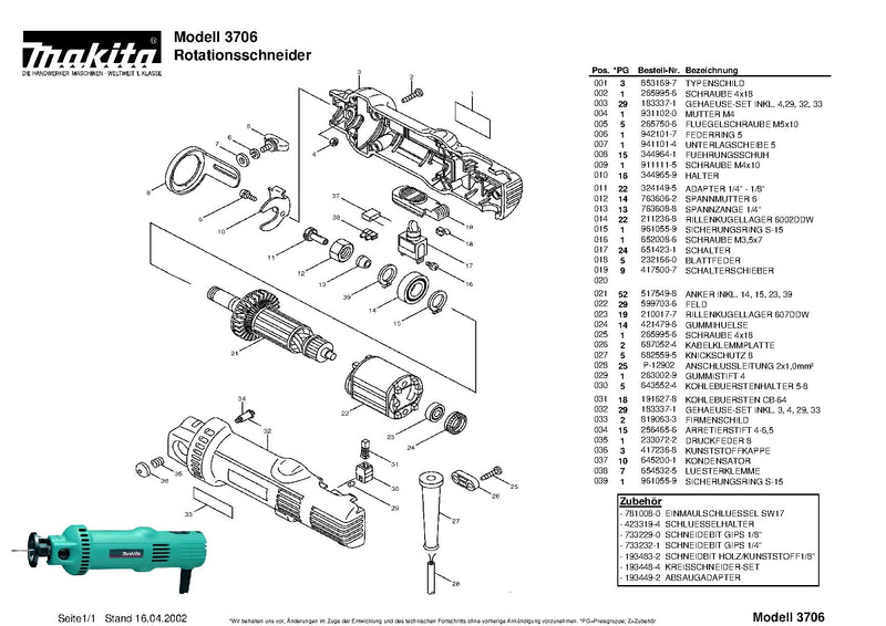 Makita 256465-6 Pin 4-6.5 Replacement Part