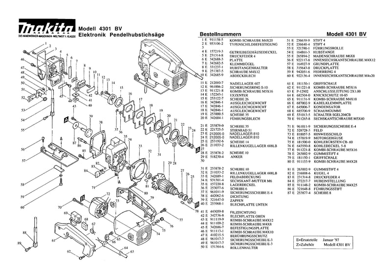 Makita 212010-7 N. Bearing 607 Replacement Part