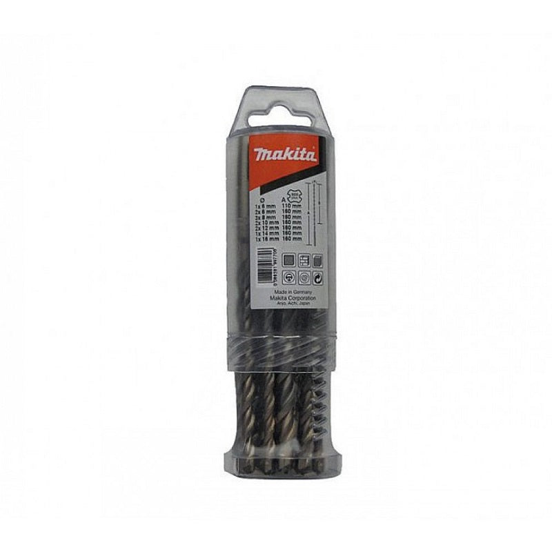 Makita B-49080 Set of drills for SDS-PLUS V-PLUS 6x110, 6x160, 8x160, 10x160, 12x160, 14x160, 16x160 (12 pieces)