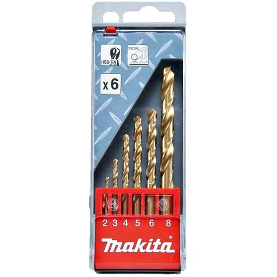 Makita D-43555 Set of HSS-TiN metal drill bits (6 pieces).