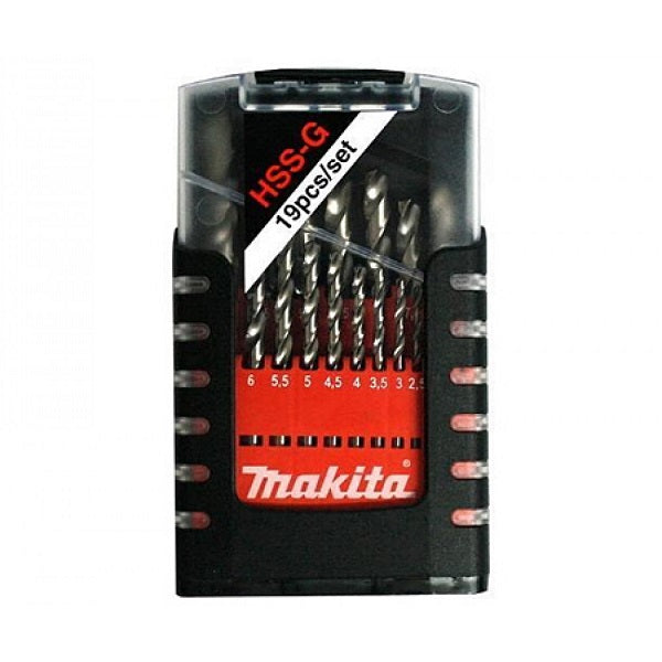 Makita D-50740 Set of HSS-G metal drill bits 1-10mm (19 pieces).