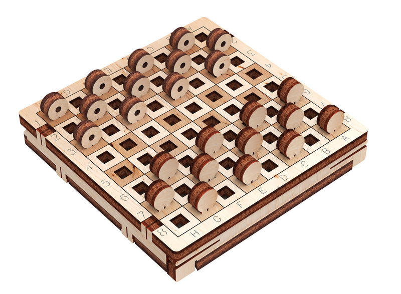 Mr. Playwood | Game “Checkers” | Mechanical Wooden Model