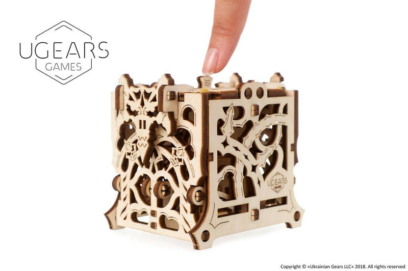 Ugears Dice Keeper: Mechanical Wooden Dice Chest for Tabletop Games