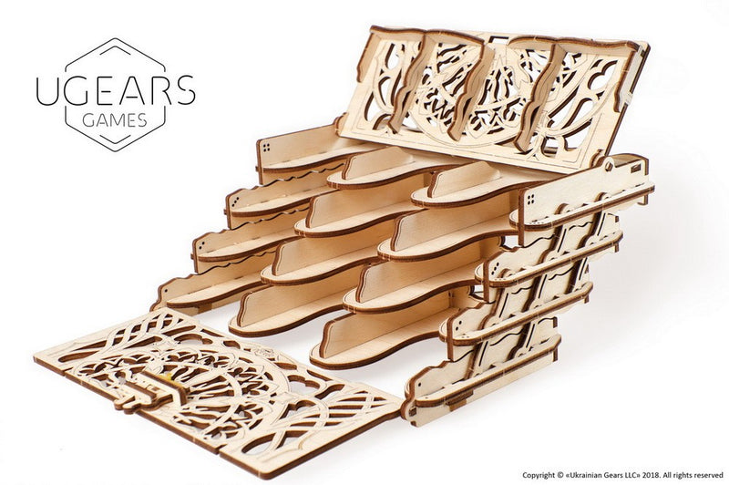 Ugears Mechanical Wooden Card Holder - Streamlined Convenience for Tabletop Games