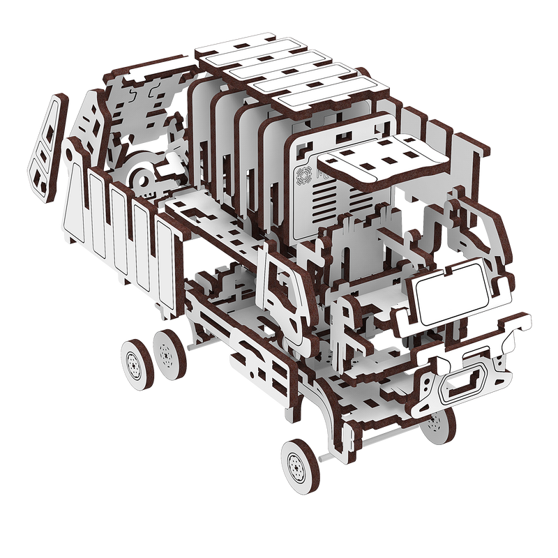 Mr. Playwood | Garbage truck | Mechanical Wooden Model