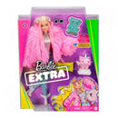 Barbie doll "Extra" in a pink fluffy coat GRN28