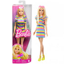 Barbie doll "Fashionista" with braces in a striped dress  HPF73