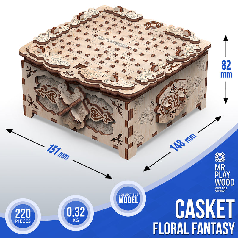 Mr. Playwood | Casket – Floral Fantasy | Mechanical Wooden Model