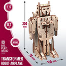 Mr. Playwood | Transformer “Robot−Airplane” | Mechanical Wooden Model