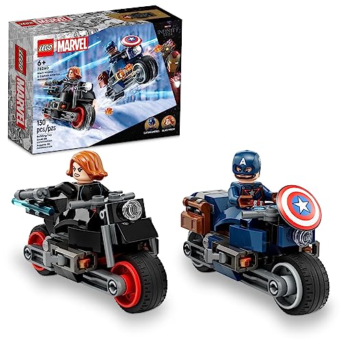 LEGO Marvel Black Widow & Captain America Motorcycles 76260 Buildable Marvel Toy