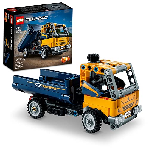 LEGO Technic Dump Truck 42147, 2in1 Toy Set, Construction Vehicle Model