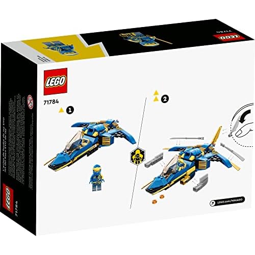 LEGO NINJAGO Jay’s Lightning Jet EVO 71784, Upgradable Toy Plane, Ninja Airplane Building Set