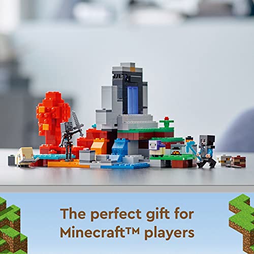 LEGO Minecraft The Ruined Portal Building Toy 21172 with Steve and Wither Skeleton Figures