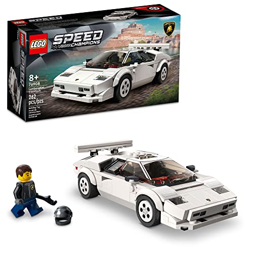 LEGO Speed Champions Lamborghini Countach 76908, Race Car Toy Model Replica, Collectible Building Set