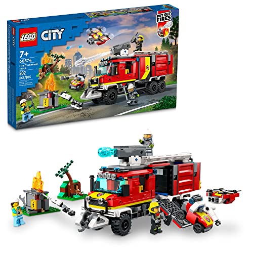 LEGO City Fire Command Unit 60374, Rescue Fire Engine Toy Set