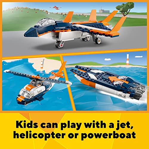 LEGO Creator 3in1 Supersonic Jet Plane to Helicopter to Speed Boat Toy Set 31126