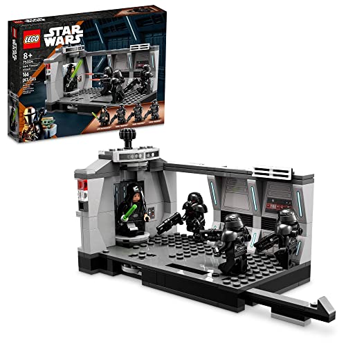 LEGO Star Wars Dark Trooper Attack Set, Mandalorian Toy 75324, with Revolving Elevator, Luke Skywalker Minifigure