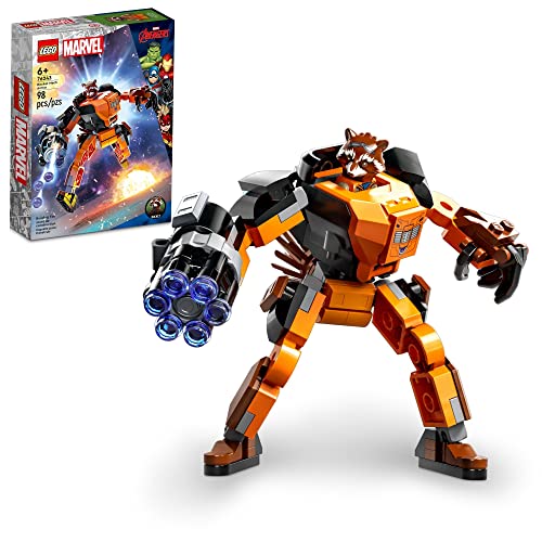 LEGO Marvel Rocket Mech Armor Set 76243, Guardians of The Galaxy Racoon Buildable Action Figure Toy