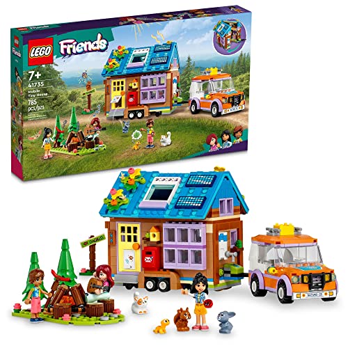 LEGO Friends Mobile Tiny House 41735, Forest Camping Dollhouse Pretend Play Set