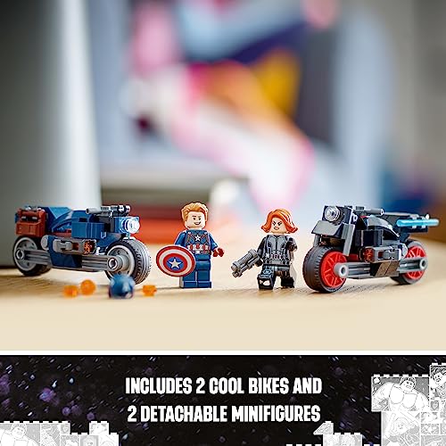 LEGO Marvel Black Widow & Captain America Motorcycles 76260 Buildable Marvel Toy