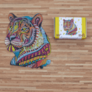 Wooden Jigsaw Puzzles - Mysterious Tiger - Size: 7.9 х 9.1 inch (201 x 232 mm) - 76 pcs