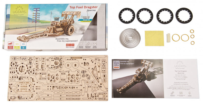 UGEARS - Mechanical Wooden Models - Top Fuel Dragster model kit