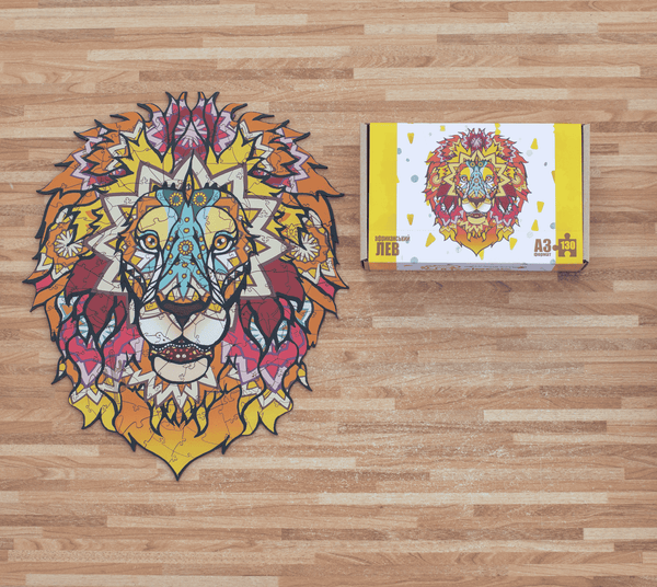 Wooden Jigsaw Puzzles - African Lion - Size: 11.5 х 13.6 inch (292 x 345 mm) - 176 pcs