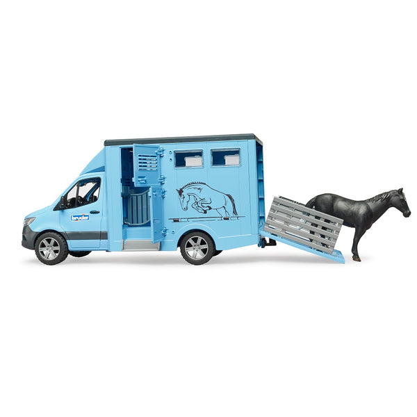 BRUDER | Leisure time | Mercedes Benz Sprinter for transporting animals with a horse | 1:16