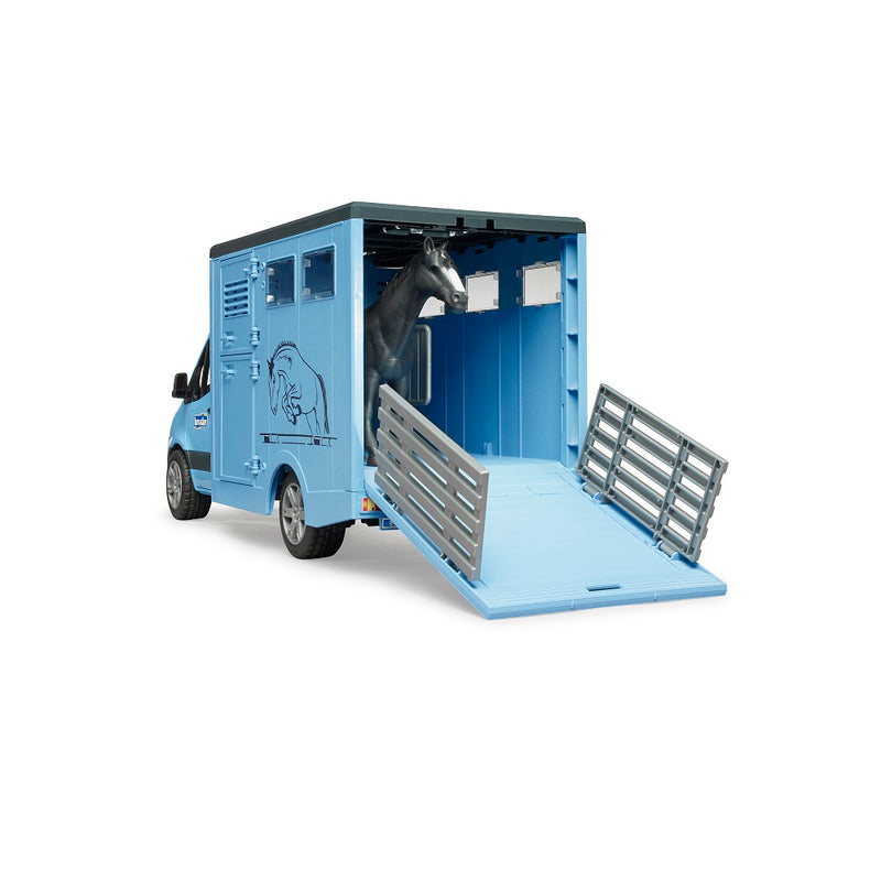 BRUDER | Leisure time | Mercedes Benz Sprinter for transporting animals with a horse | 1:16
