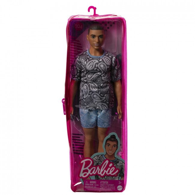 BARBIE | Dolls | Ken "Fashionista" doll in a Barbie paisley pattern T-shirt