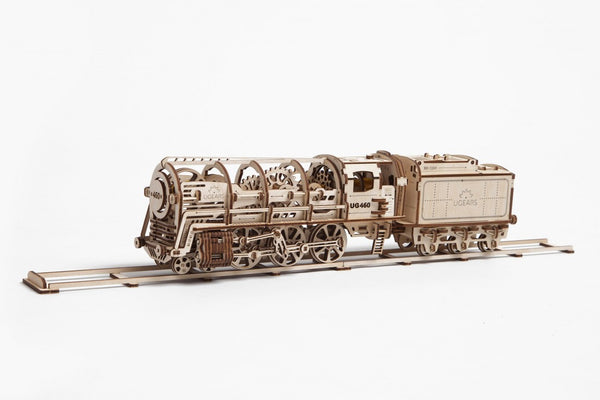 UGEARS - Mechanical Wooden Models - Steam Locomotive with Tender mechanical mode