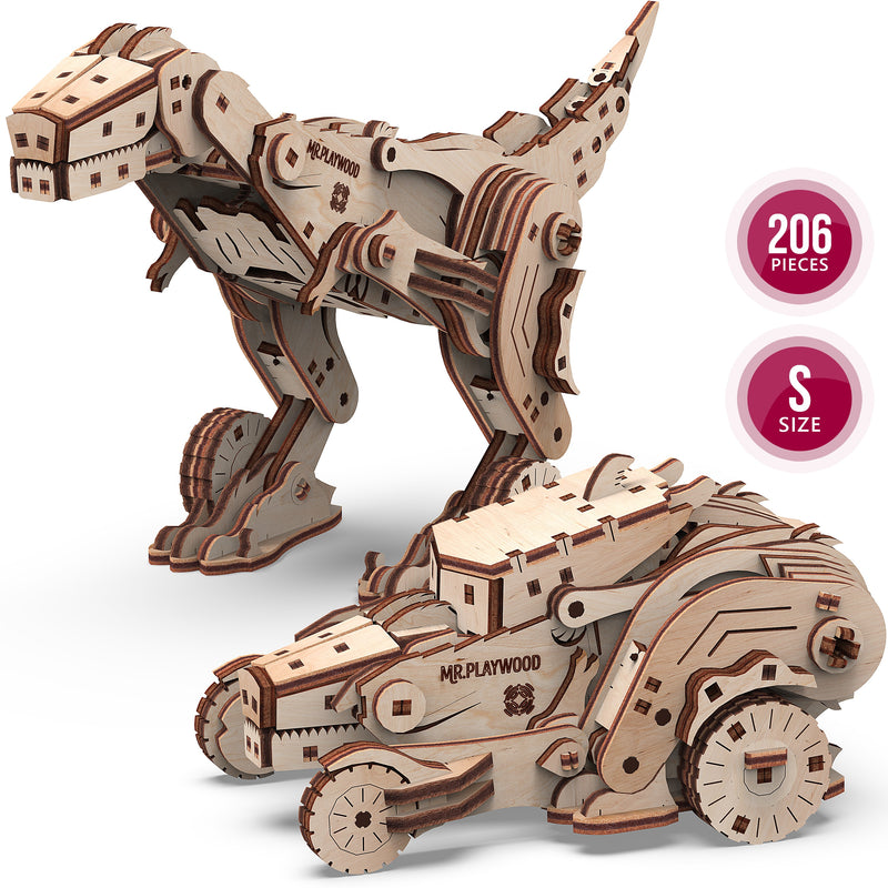 Mr. Playwood | Transformer “Dinocar” | Mechanical Wooden Model