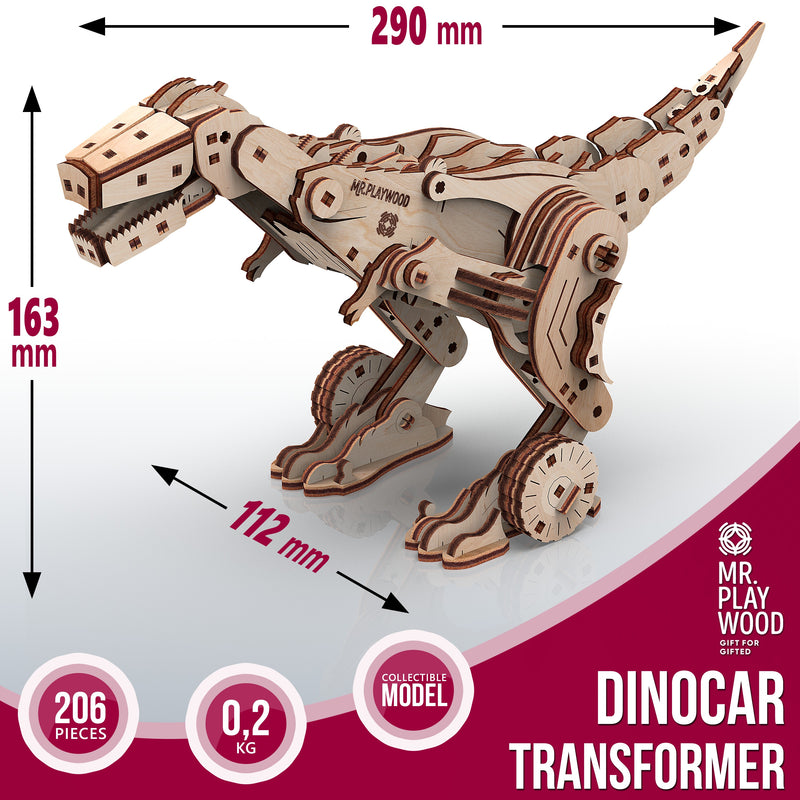 Mr. Playwood | Transformer “Dinocar” | Mechanical Wooden Model