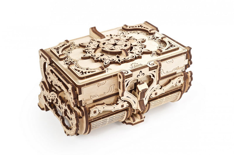 Ugears Mechanical Wooden Antique Box - Exquisite Jewelry and Treasure Chest