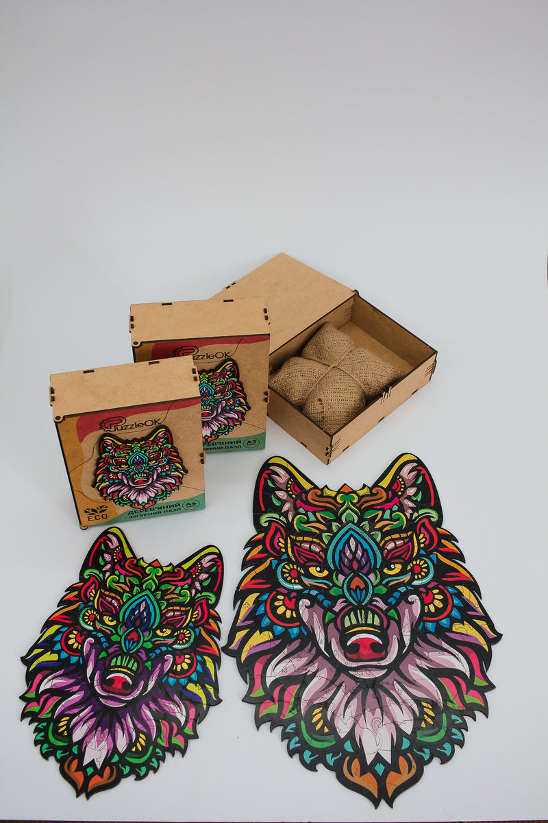 Wooden Jigsaw Puzzles - Mysterious Wolf - Size: 11.5 х 15.9 inch (293 x 404 mm) - 120 pcs