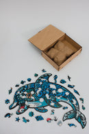Wooden Jigsaw Puzzles - Sea Dolphin - Size: 11.3 х 7.8 inch (288 x 197 mm) - 84 pcs