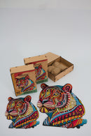 Wooden Jigsaw Puzzles - Mysterious Tiger - Size: 11.5 х 13.2 inch (292 x 336 mm) - 129 pcs